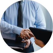 Man shaking hands.